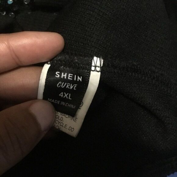 SHEIN Curve Sparkly Sequin Party Long 90s Sleeve Black Sweater Mini Dress 4X - Picture 5 of 9